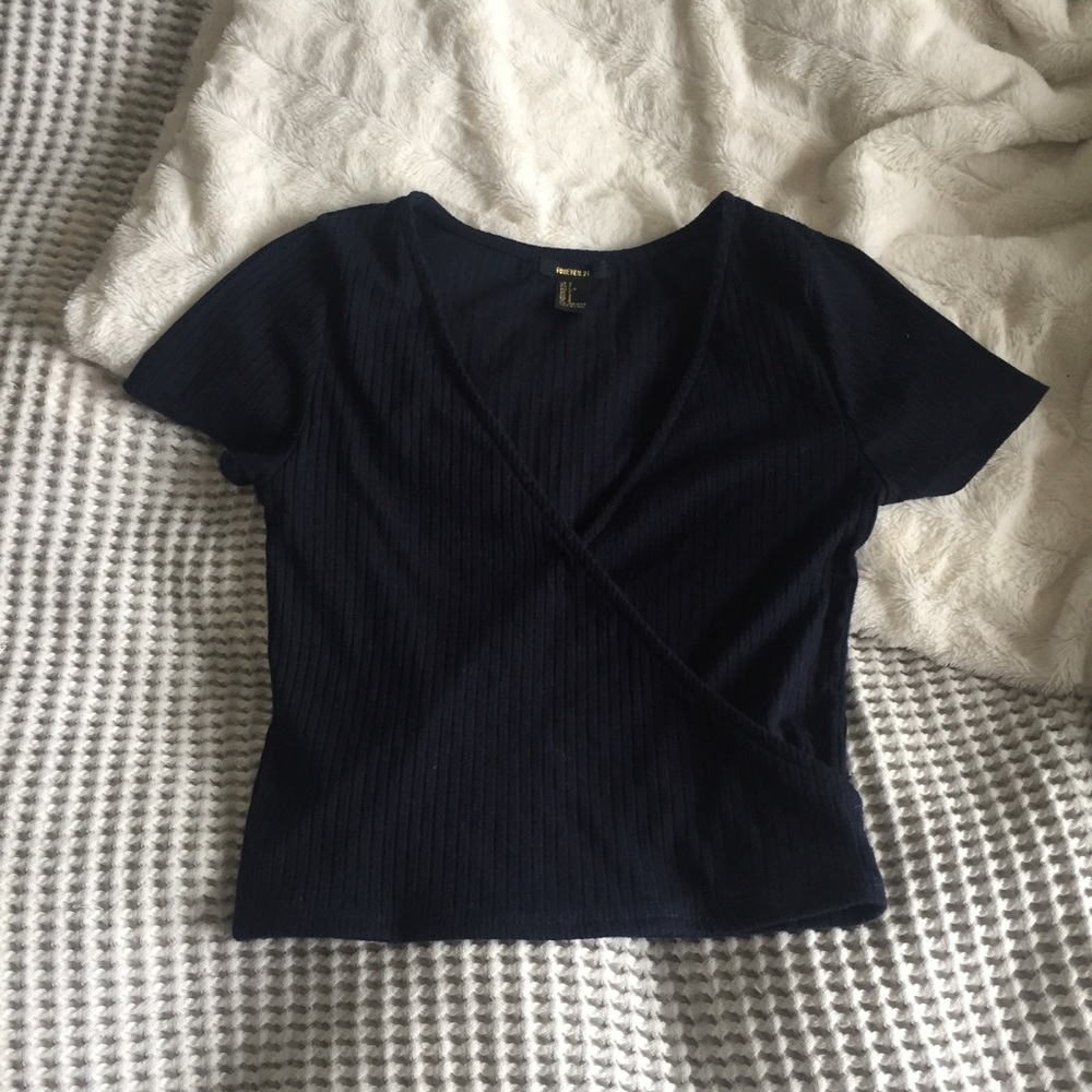 Navy Wrap Crop Top